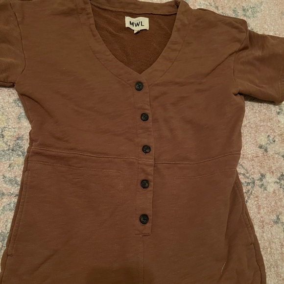 MWL by Maxwell Brown Short-Sleeve Coverall Jumpsuit. OBO - Picture 3 of 10